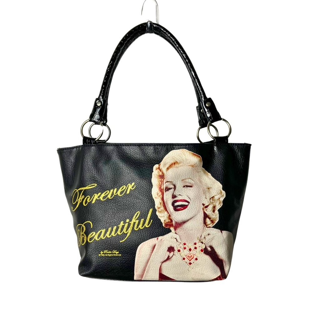 Vintage Marilyn Inspired Purse Black Faux Leather Radio Days 80s